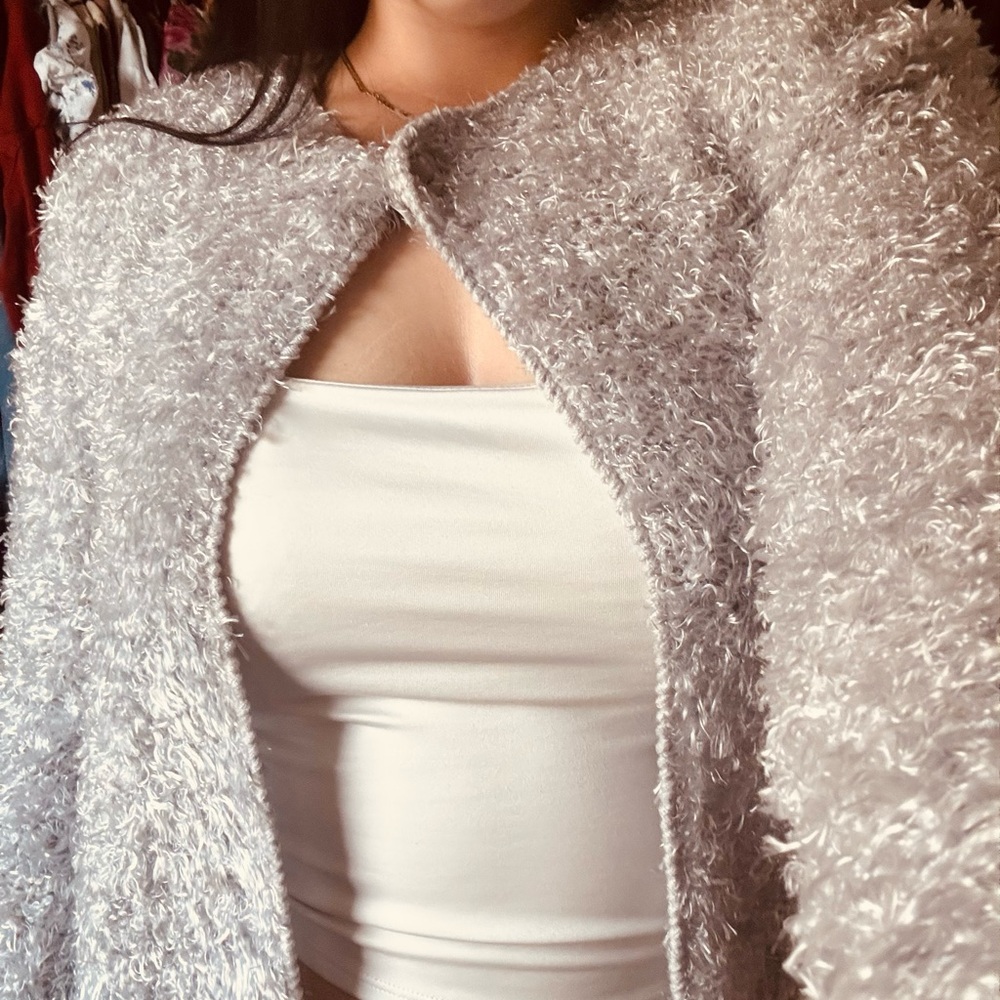 Fuzzy Gray Cardigan